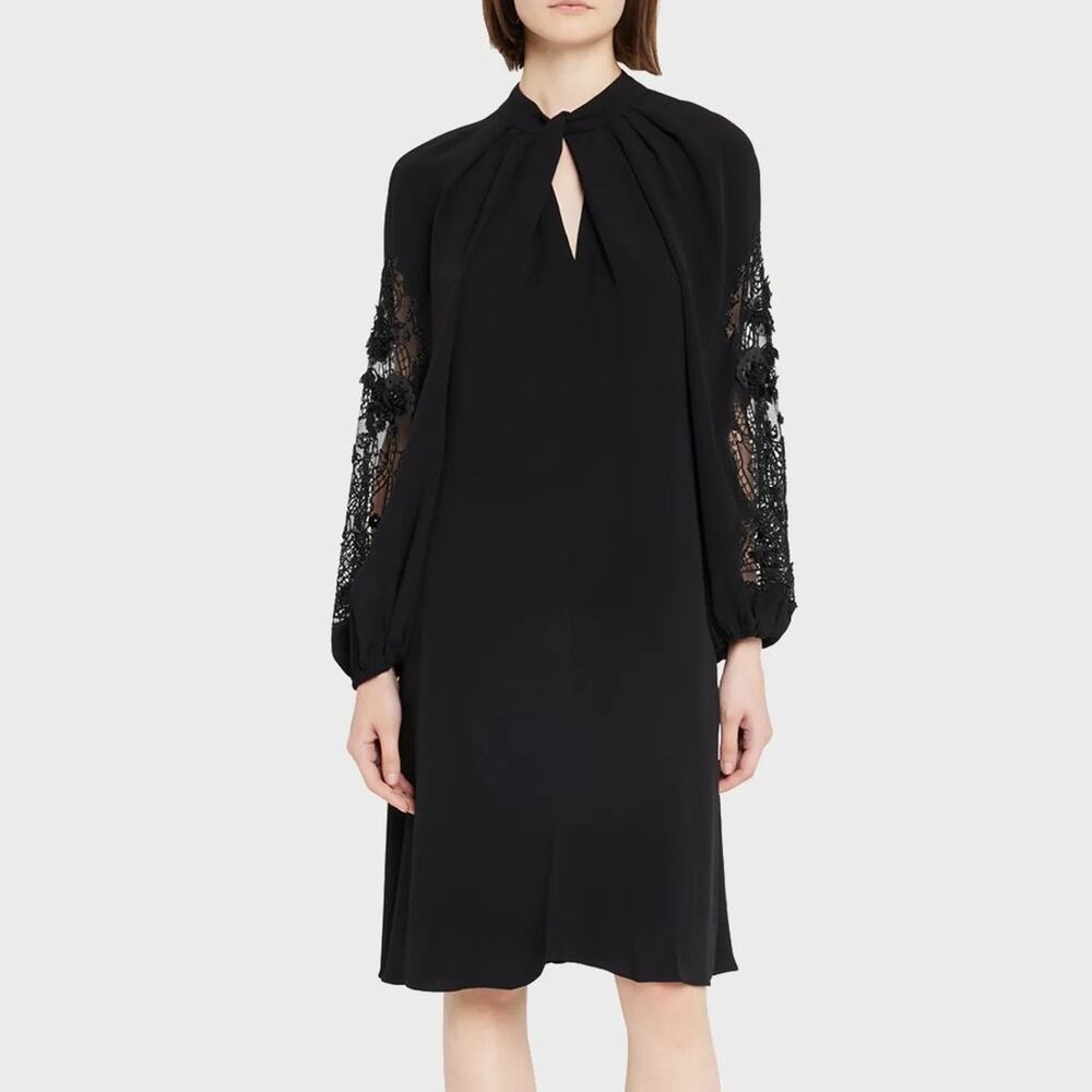 Kobi Halperin NWT Annalise Black Cutout Lace-Inset Knee Length Shift Dress $895